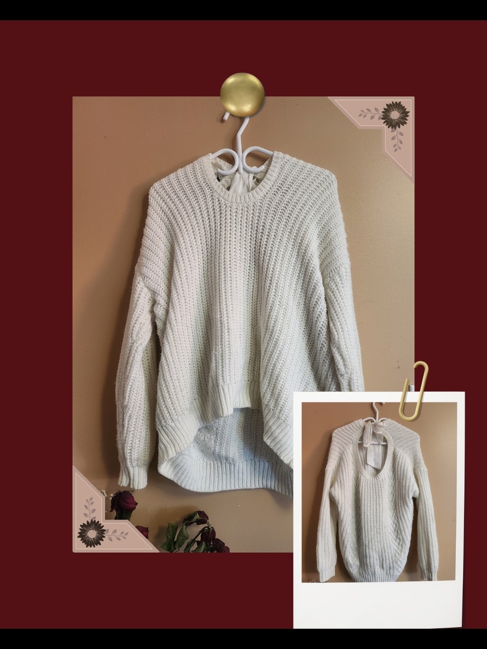 Cream Knit High-Low Pullover Sweater